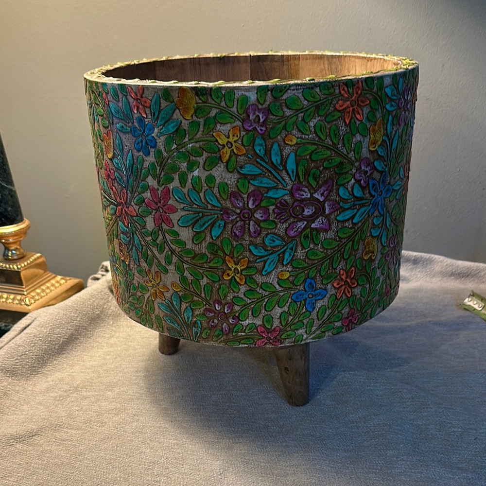 Colorful Floral Planter with Stand